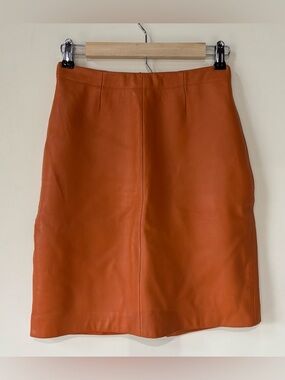 Vintage Apart Impressions Orange Leather Skirt